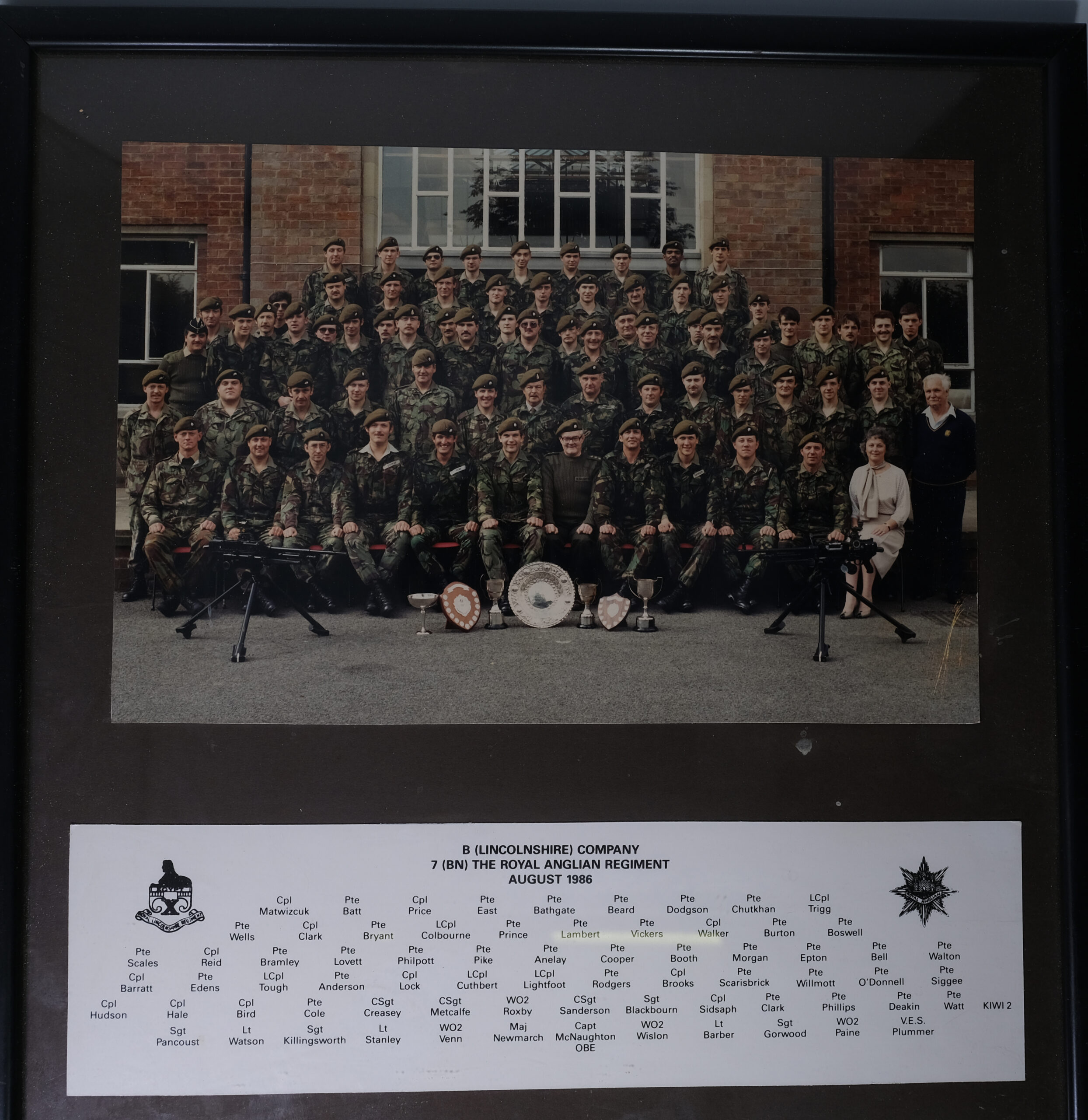 7 Battalion B (Lincolnshire) Company Royal Anglian Regiment August 1986 ...