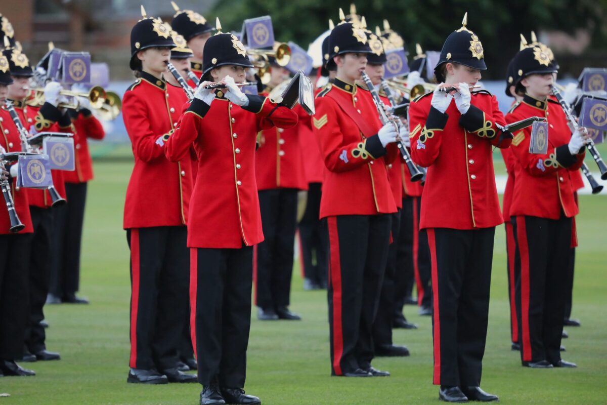 Army Cadet Force Band supporting the Beating Retreat at Felstead School in June 2024 supporting the Regiment.