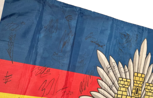 Royal Anglian Regiment Flag signed by famous people