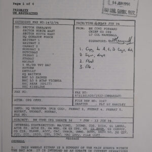 UN Protection Force BRITBAT Vitez Sitrep Military Force Summary document 1994